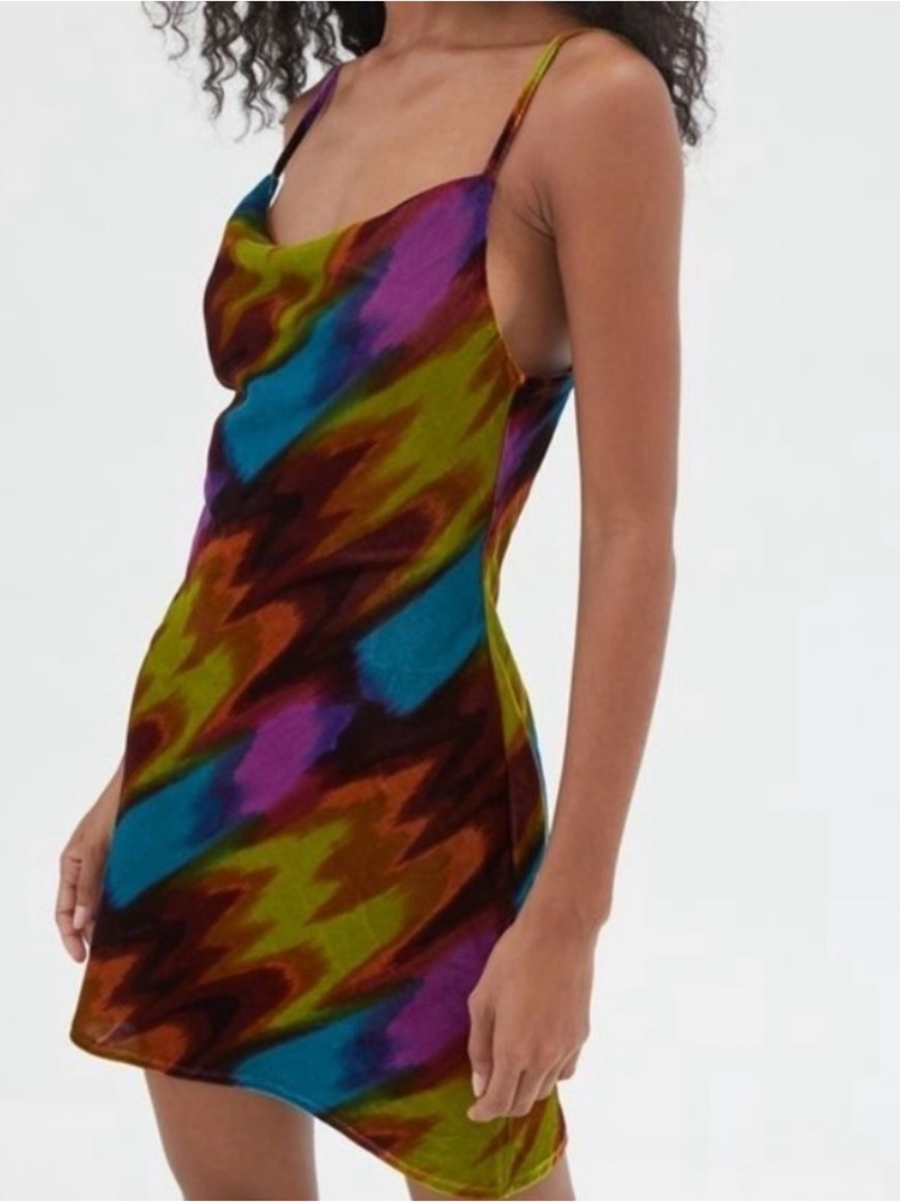 Urban Outfitters Multicolor Slip Mini Dress in abstract print.  Sz-XS. ‎ S9